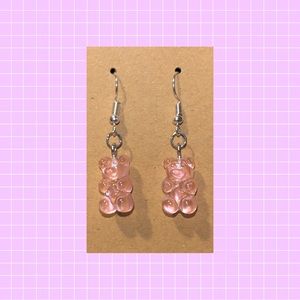 Pink gummy bear earrings